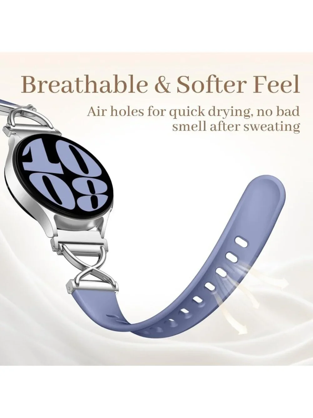 Women's Blue Skinny Charms X-Shaped Soft Slim Silicone Bands Compatible Watch